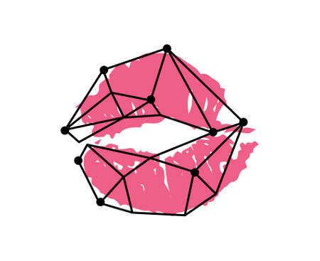 Lips are a lipstick print. Woman kiss. Symbol of love. Vector hand-drawn illustration.のイラスト素材