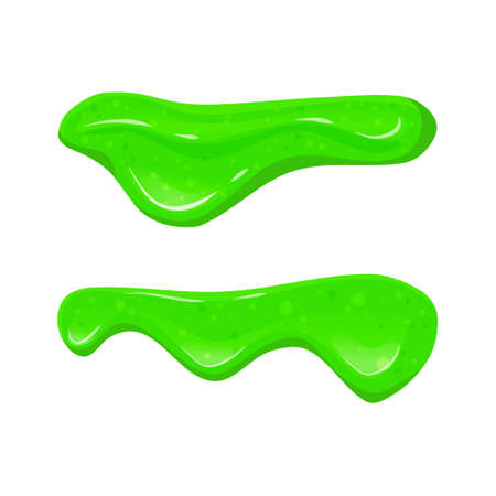 Green flowing slime. Viscous, sticky liquid. Toy for children. Vector cartoon illustration.のイラスト素材