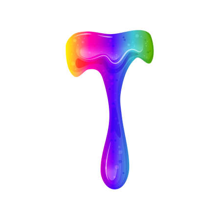 Brilliant rainbow slime. Viscous flowing liquid. Toy for children. Vector cartoon illustration on a white isolated background.のイラスト素材