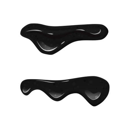 Black viscous flowing liquid oil, petroleum . Dripping slime. Vector cartoon illustration on a white isolated backgroundのイラスト素材