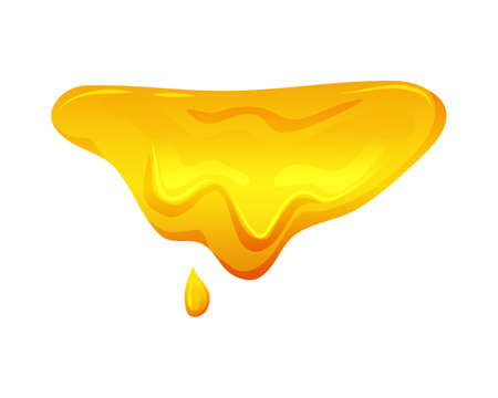 Flowing yellow viscous liquid on a white isolated background. Lemon jelly or honey drops. Vector illustration.のイラスト素材