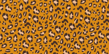 Leopard brown seamless pattern. Animalistic print for fabric, paper. Vector hand-drawn backgroundのイラスト素材