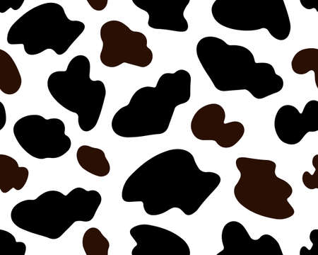 Cow brown and black seamless pattern. Ideal for printing on wallpaper, fabric, packaging. To use the web page background, surface textures. Abstract vector spots.のイラスト素材