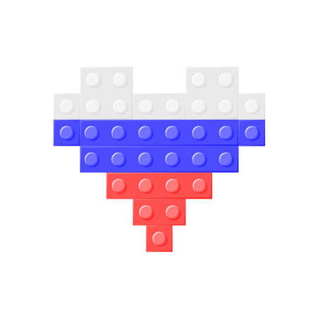 Russian flag created from plastic blocks of the constructor. Vector illustration.のイラスト素材