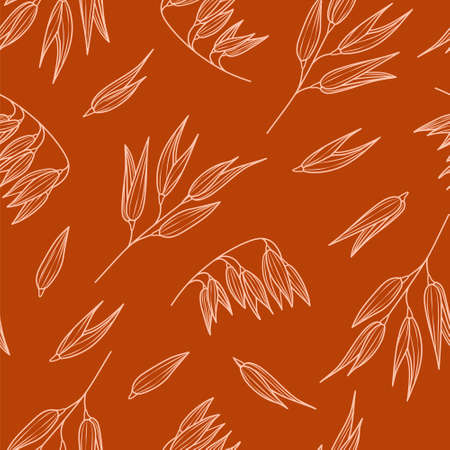 Oats seamless pattern. Elements in the graphic style label, card, menu, packaging. Vector hand drawn backgroundのイラスト素材