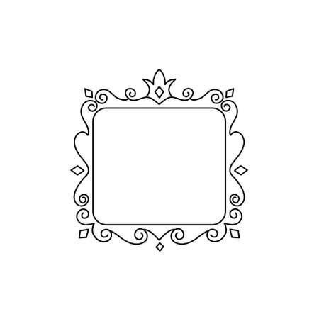Princess frame. Royal mirror frame and majestic prince doodle border. Cute crown border. Outline vector illustration.のイラスト素材