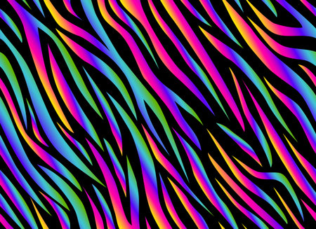 Zebra rainbow abstract seamless pattern. Colorful stripes, repeating background. Vector printing for...
