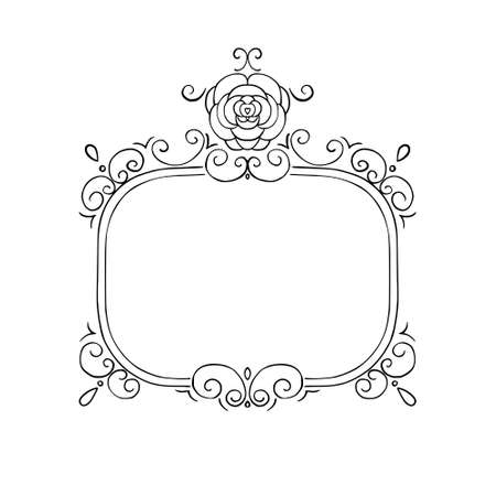 Princess frame. Royal mirror frame and majestic prince doodle border. Cute crown border. Outline vector illustration.のイラスト素材
