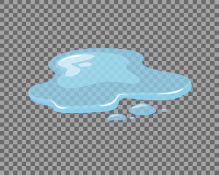 Water spill, puddle on a isolated transparent background. Blue autumn natural liquid on the ground. Clean water. Vector illustration.のイラスト素材