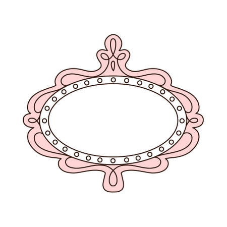 Princess frame. Royal mirror frame and majestic prince doodle border. Cute crown border. Outline vector illustration.のイラスト素材