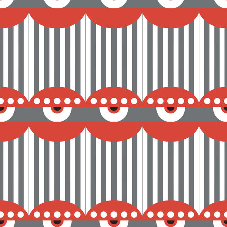 Bauhaus eye seamless pattern. Minimal geometric design of the 20s. Abstract vector template with elements of primitive forms.のイラスト素材