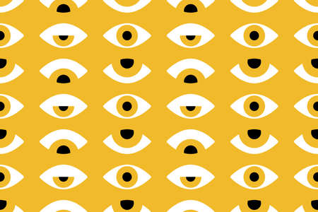Bauhaus eye seamless pattern. Minimal geometric design of the 20s. Abstract vector template with elements of primitive forms. Modern hipster style.のイラスト素材