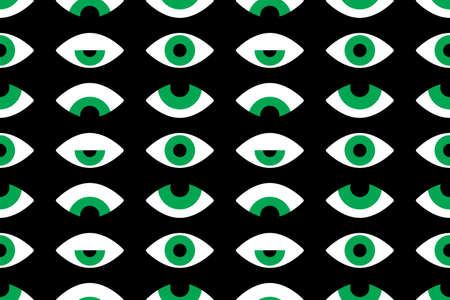 Bauhaus eye seamless pattern. Minimal geometric design of the 20s. Abstract vector template with elements of primitive forms. Modern hipster style.のイラスト素材