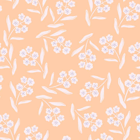 Small flowers and petals seamless pattern. Ideal for printing for fabric. Cute children fashion. Pastel pattern. Vector illustrationのイラスト素材