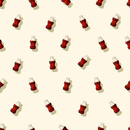 Jelly cola bottle seamless pattern. Gummy sweets. Baby treats. Vector cartoon background.のイラスト素材