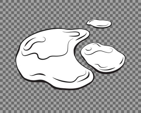 Water spill, puddle on a isolated transparent background. Contour liquid . Cartoon Vector illustration.のイラスト素材