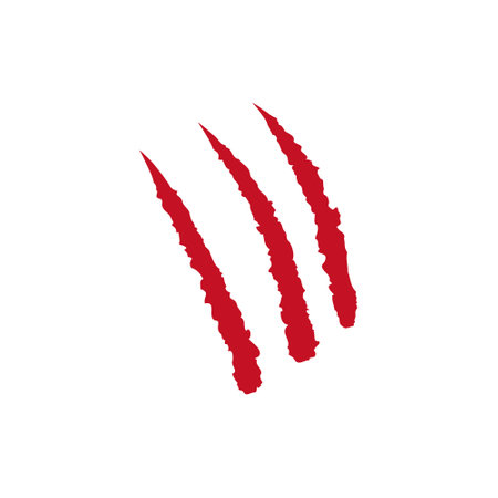 Cat blood scratches. Three animal claw marks. Fun design element. Flat design. Vector illustration.のイラスト素材