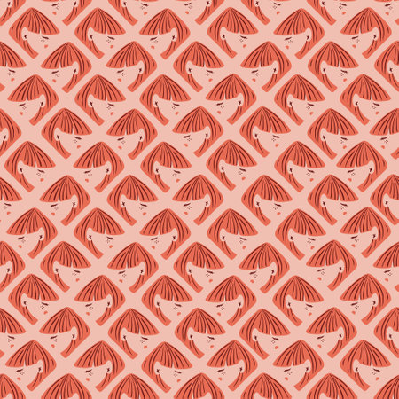 Geometric abstract faces. Modern female silhouettes. Seamless pattern is suitable for printing on fabric and paper. Vector illustration.のイラスト素材