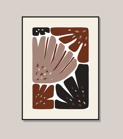 Matisse Floral art style random organic shapes in freehand. Boho Decor. Vector illustration.のイラスト素材