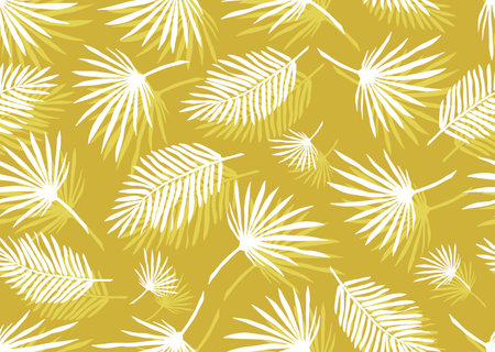 Tropical leaves seamless pattern. Botanical background. Sun-scorched leaves. Vector pattern for printing on fabric and paper.のイラスト素材