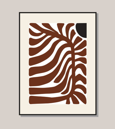 Coral poster. Matisse art style random organic shapes in freehand. Floral art. Boho Decor. Vector illustration.のイラスト素材