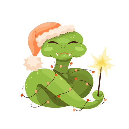 Cute cartoon snake. Symbol of the new year 2025. Chinese New Year. Vector illustration.のイラスト素材