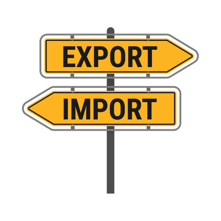 Directional road sign for Export and Importのイラスト素材