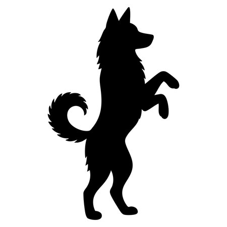 Silhouette of dog standing upright on its hind legsのイラスト素材