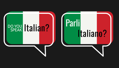 Do You Speak Italian bilingual speech bubble flag iconsのイラスト素材