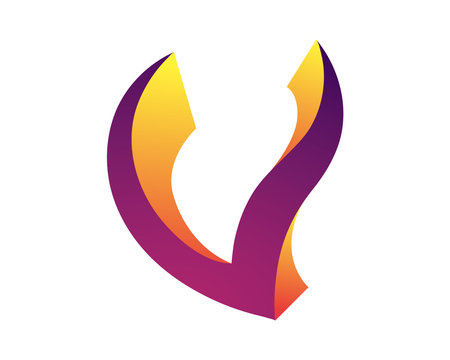V Logo Design, an attractive logo design with a combination of purple and yellow gradationsのイラスト素材