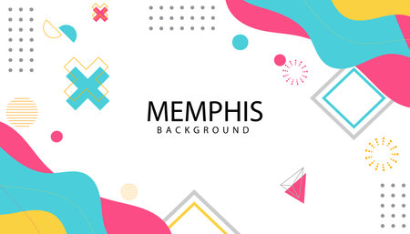 Modern memphis background with elementsのイラスト素材