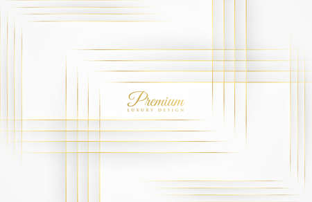 White luxury abstract background with golden lines and shadows. Premium vector illustrationのイラスト素材