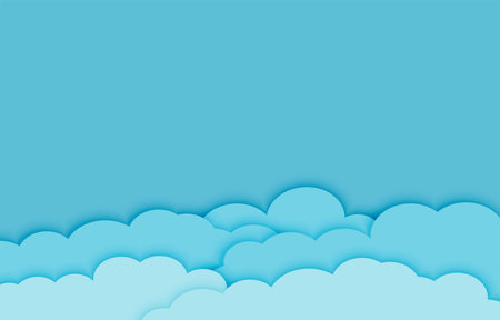 cartoon style vector illustration blue background design with cloudのイラスト素材