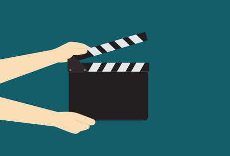 Man Hands Holding Cinema Clapper Boardのイラスト素材