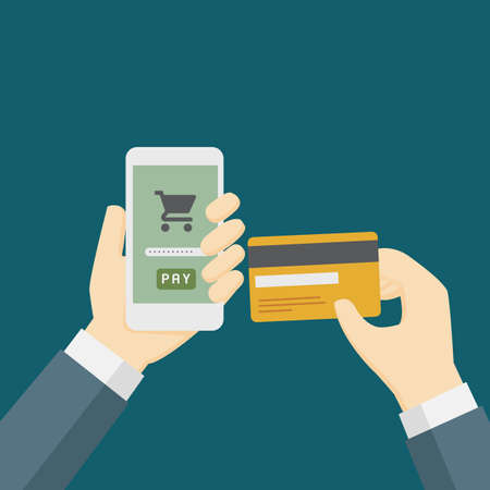 businessman use credit card to pay online orderのイラスト素材