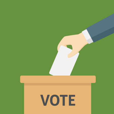 Businessman Put His Vote Card On Ballot Boxのイラスト素材