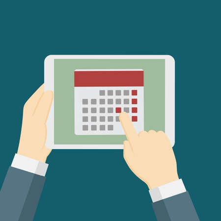 Mark The Date On Planning App In Digital Tabletのイラスト素材