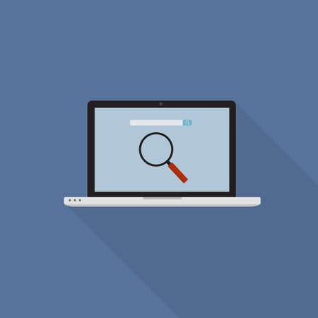 Search Engine Illustration. Laptop with Search Engine Page Illustrationのイラスト素材