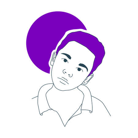 Flat line avatar with minimalist style and colorfulのイラスト素材