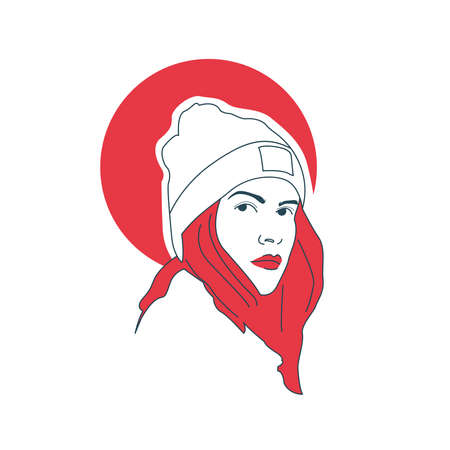 Flat line avatar with minimalist style and colorfulのイラスト素材