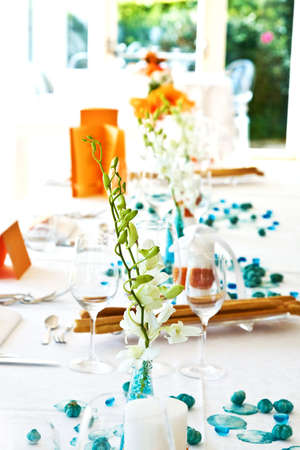 Table setting for a wedding or dinner event (shallow depht)の写真素材