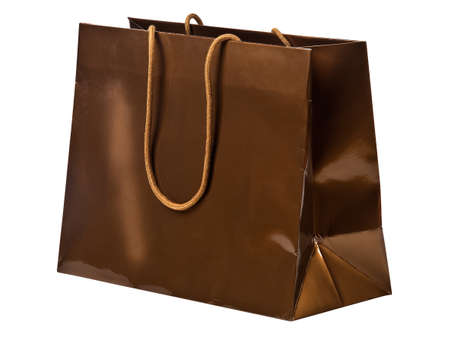 Bronze shopping bag isolated on white.の写真素材