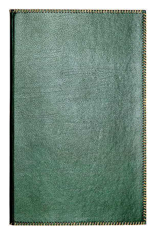 Old green photo album on whiteの写真素材