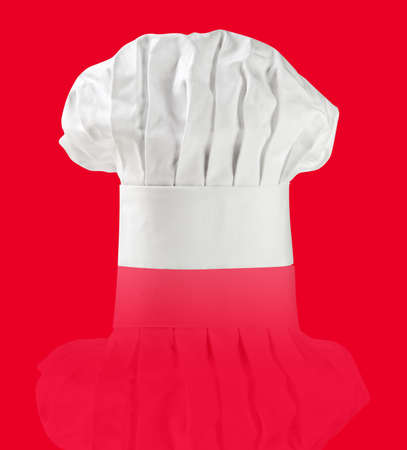 Chef hat or toque on red with reflection.の写真素材