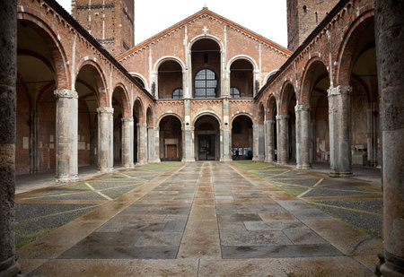 Basilica of Sant'Ambrogio (379-386), Milan, Lombardy, Italy.のeditorial素材
