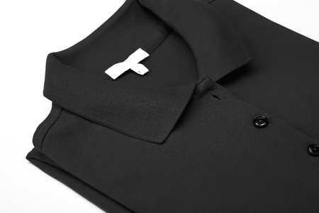 Detail of a black polo shirt.の写真素材