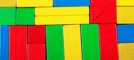 Several colorful wooden blocks