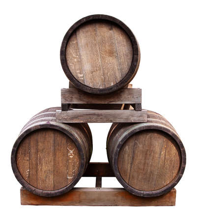 Old barrels isolated on white.の写真素材