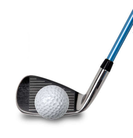 Golf clubs and ball isolated on whiteの写真素材
