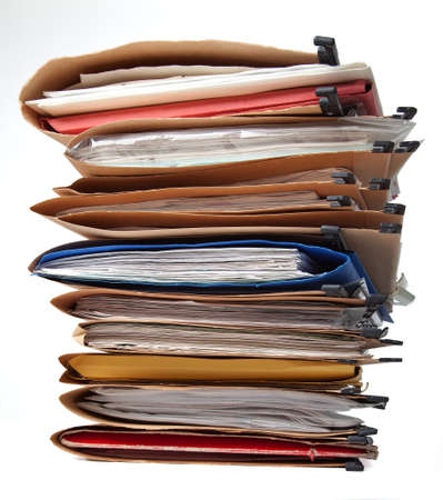 Stack of hanging file folders.の写真素材